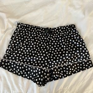 Victoria secret satin black and white polka dot pj shorts